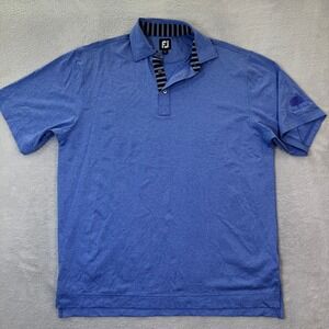FJ FootJoy Mens Large Charter Oaks‎ Golf Polo Shirt Blue Heathered Casual Preppy